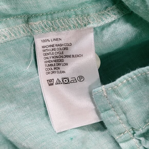 Tommy Bahama Linen Shirt Men Large Relaxed Aqua Long Sleeve Button Up Resortwear - Picture 4 of 9